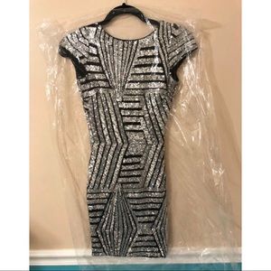 Dress the Population Black & Silver Sequin dress